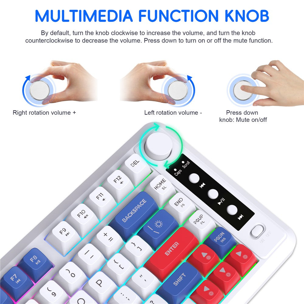 HXSJ L400 81 Keys Membrane Keyboard 2.4G + Bluetooth-compatible Tri-Mode Wireless Keyboard with RGB Backlit