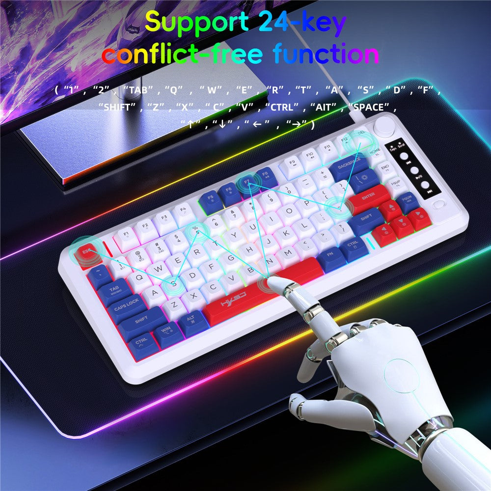 HXSJ L400 81 Keys Membrane Keyboard 2.4G + Bluetooth-compatible Tri-Mode Wireless Keyboard with RGB Backlit