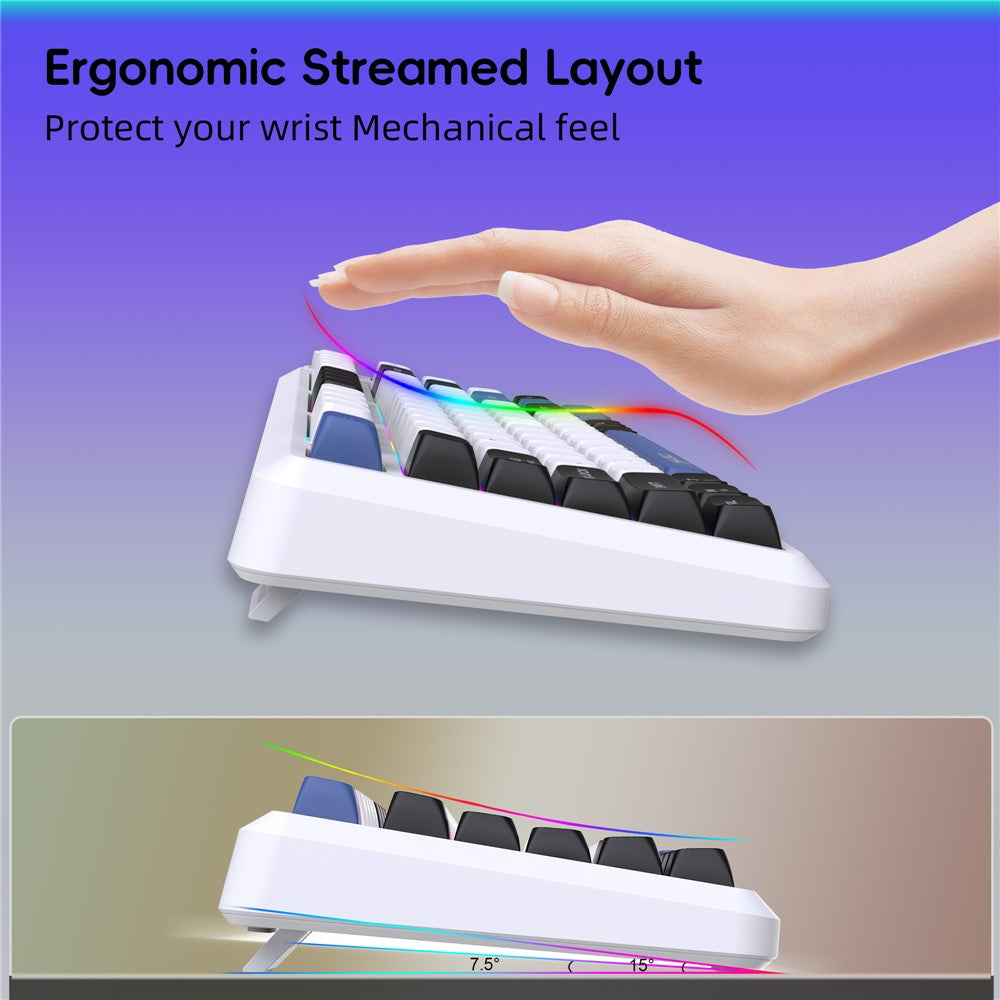 HXSJ L400 81 Keys Membrane Keyboard 2.4G + Bluetooth-compatible Tri-Mode Wireless Keyboard with RGB Backlit