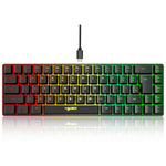 HXSJ V200 68 taster USB-kabeltilsluttet membrantastatur med RGB-bagbelyst gaming-tastatur