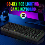 HXSJ V200 68 taster USB-kabeltilsluttet membrantastatur med RGB-bagbelyst gaming-tastatur