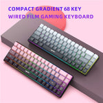 HXSJ V200 Ergonomic 68 Keys Membrane Keyboard RGB Lighting Wired Keyboard for Gaming, 25-Key Rollover