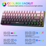 HXSJ V200 Ergonomic 68 Keys Membrane Keyboard RGB Lighting Wired Keyboard for Gaming, 25-Key Rollover