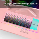 HXSJ V200 Ergonomic 68 Keys Membrane Keyboard RGB Lighting Wired Keyboard for Gaming, 25-Key Rollover