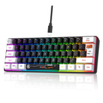 HXSJ V700 Kablet Tastatur med 61 Taster og RGB-Baggrundsbelysning til PC/Laptop, Multimediekontrol, Gaming Tastatur