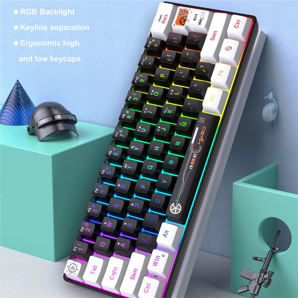 HXSJ V700 Kablet Tastatur med 61 Taster og RGB-Baggrundsbelysning til PC/Laptop, Multimediekontrol, Gaming Tastatur