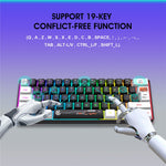 HXSJ V700 Kablet Tastatur med 61 Taster og RGB-Baggrundsbelysning til PC/Laptop, Multimediekontrol, Gaming Tastatur