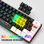 HXSJ V700 Kablet Tastatur med 61 Taster og RGB-Baggrundsbelysning til PC/Laptop, Multimediekontrol, Gaming Tastatur