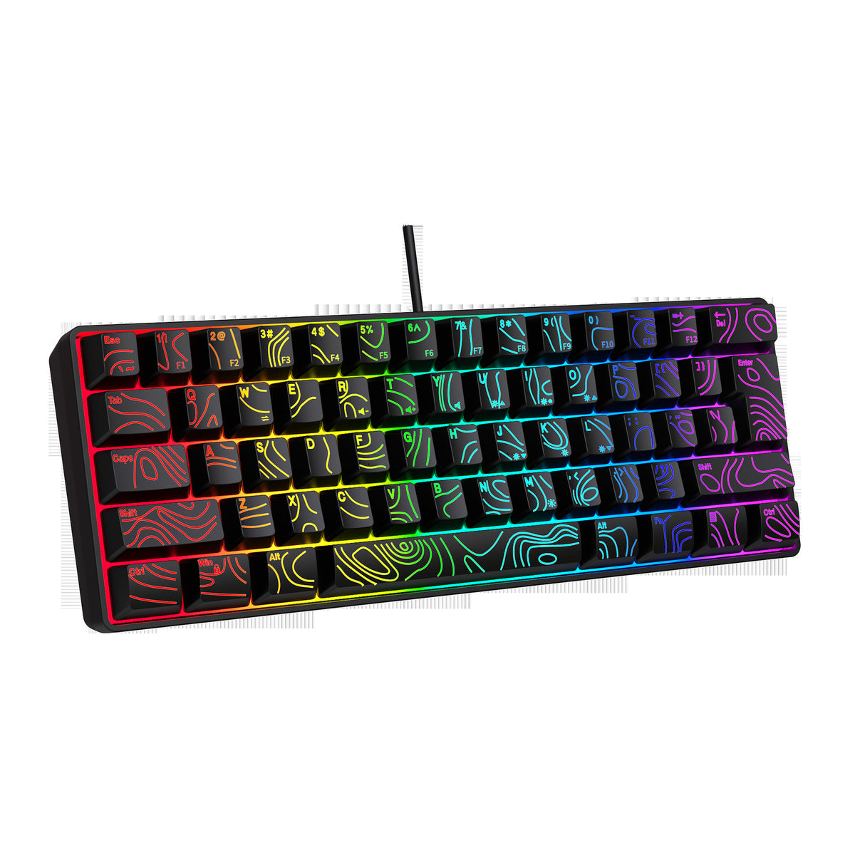 Y-FRUITFUL K401 61 Keys Gaming Keyboard with RGB Light 1.8m Wired Mechanical Keyboard for PC / Laptop