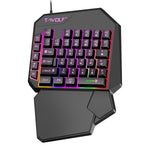 T-WOLF TF900 Gaming Tastatur 40 Taster Enhånds Mekanisk Følelse Programmerbart Tastatur med RGB Baggrundsbelysning til Venstre Hånd