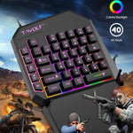 T-WOLF TF900 Gaming Tastatur 40 Taster Enhånds Mekanisk Følelse Programmerbart Tastatur med RGB Baggrundsbelysning til Venstre Hånd