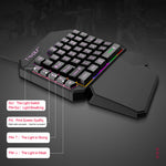 T-WOLF TF900 Gaming Tastatur 40 Taster Enhånds Mekanisk Følelse Programmerbart Tastatur med RGB Baggrundsbelysning til Venstre Hånd
