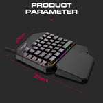 T-WOLF TF900 Gaming Tastatur 40 Taster Enhånds Mekanisk Følelse Programmerbart Tastatur med RGB Baggrundsbelysning til Venstre Hånd