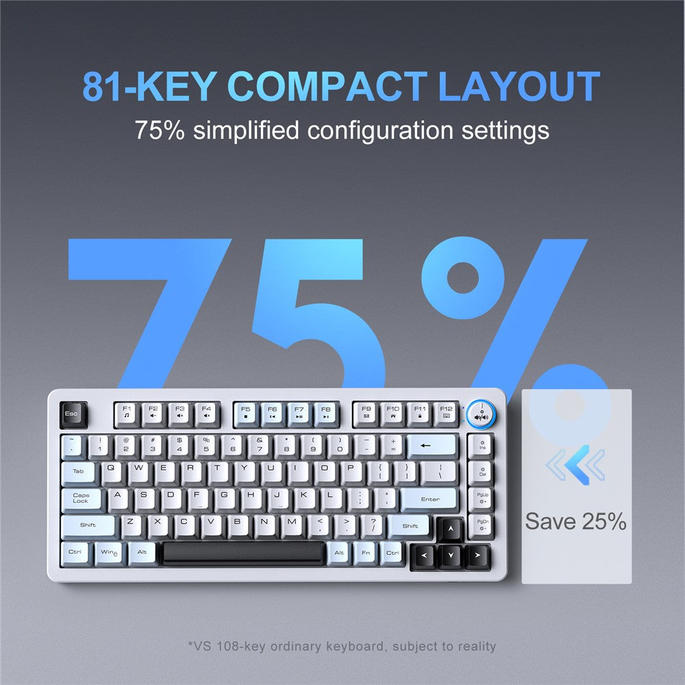 ONIKUMA MT501 Gamingtastatur med 81 taster, 3-tilstands trådløs 2.4G Bluetooth-kompatibel Type-C RGB Baggrundsbelyst PC-tastatur