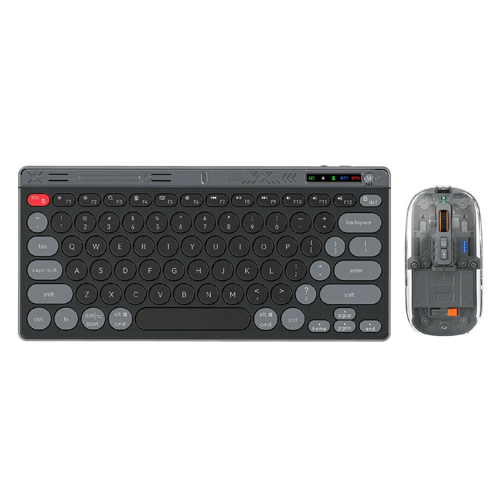 HXSJ MK781 Type-C Wireless 2.4G Bluetooth-compatible Keyboard Mouse Set 78 Keys Triple Mode Clear Shell Keyboard Mouse for Business