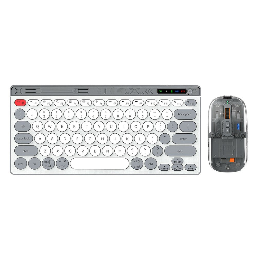 HXSJ MK781 Type-C Wireless 2.4G Bluetooth-compatible Keyboard Mouse Set 78 Keys Triple Mode Clear Shell Keyboard Mouse for Business