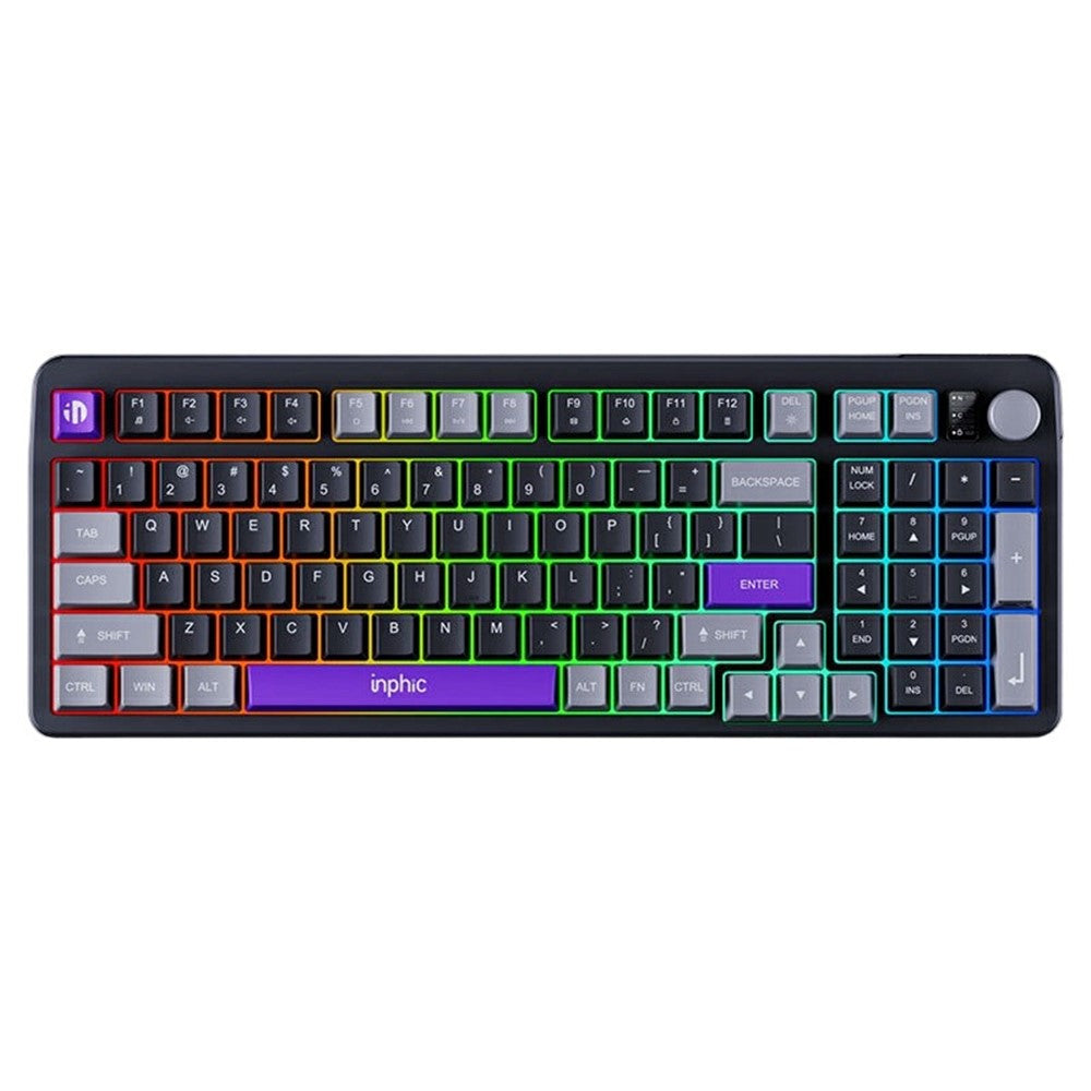 INPHIC V98PRO Wired Keyboard 98-Key Mechanical Feel Membrane Keyboard with RGB Backlit for Office Gaming