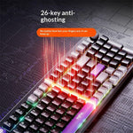 INPHIC V98PRO Wired Keyboard 98-Key Mechanical Feel Membrane Keyboard with RGB Backlit for Office Gaming