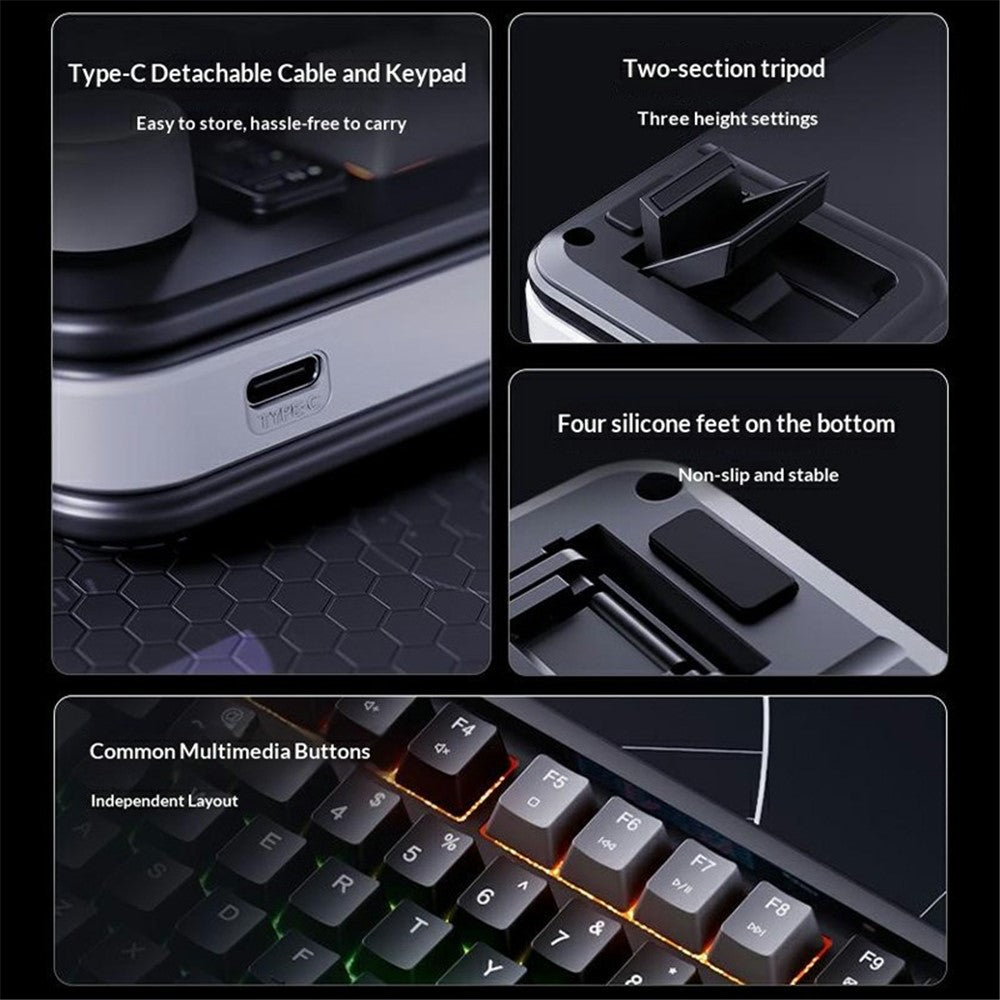 INPHIC V98PRO Wired Keyboard 98-Key Mechanical Feel Membrane Keyboard with RGB Backlit for Office Gaming
