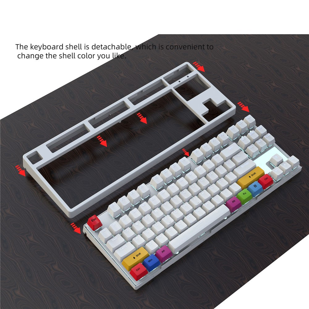 HXSJ L600 87-tasters røde kontakter Kablet bærbart tastatur Mekanisk gamingtastatur med baggrundsbelysning til hjemmekontoret