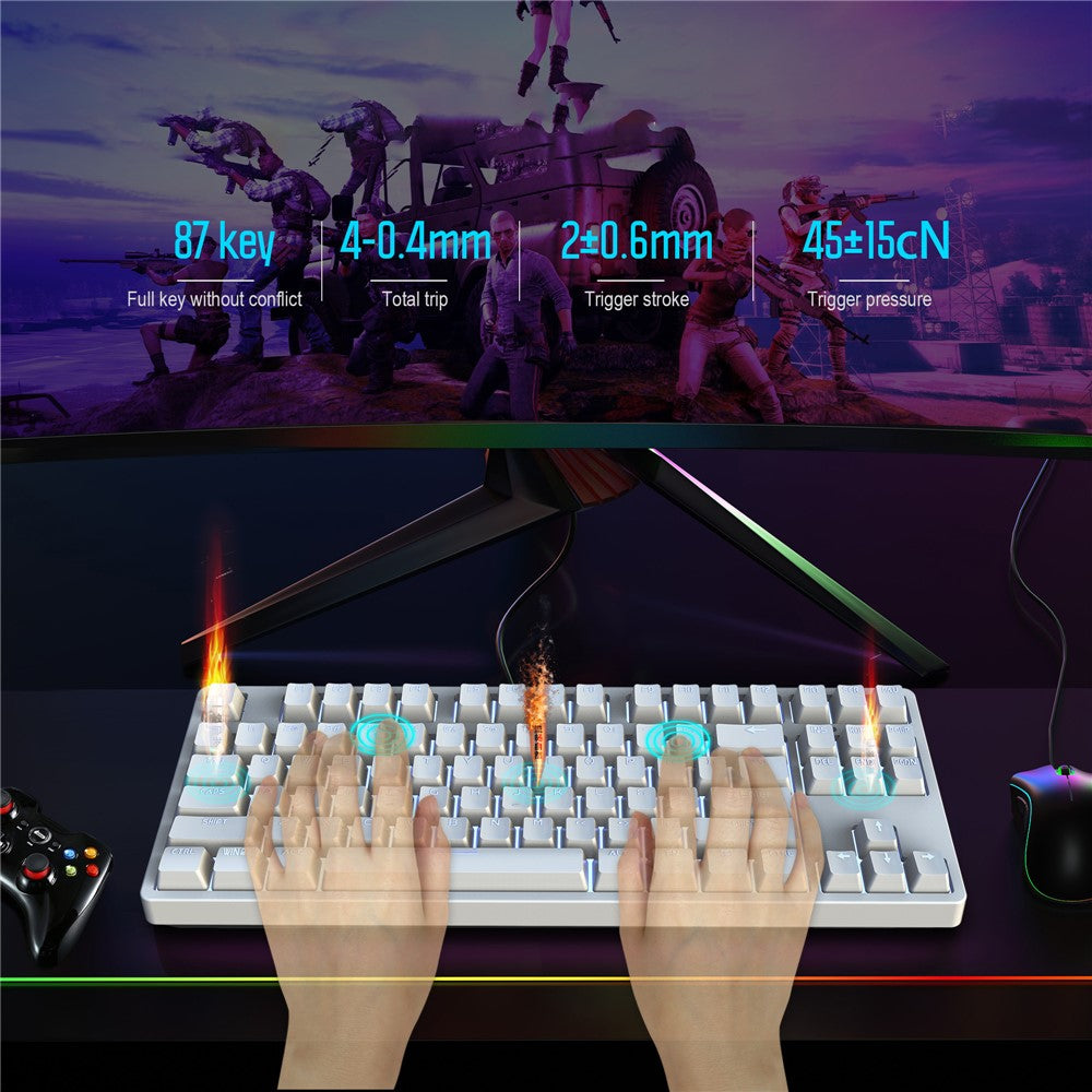 HXSJ L600 87-tasters røde kontakter Kablet bærbart tastatur Mekanisk gamingtastatur med baggrundsbelysning til hjemmekontoret