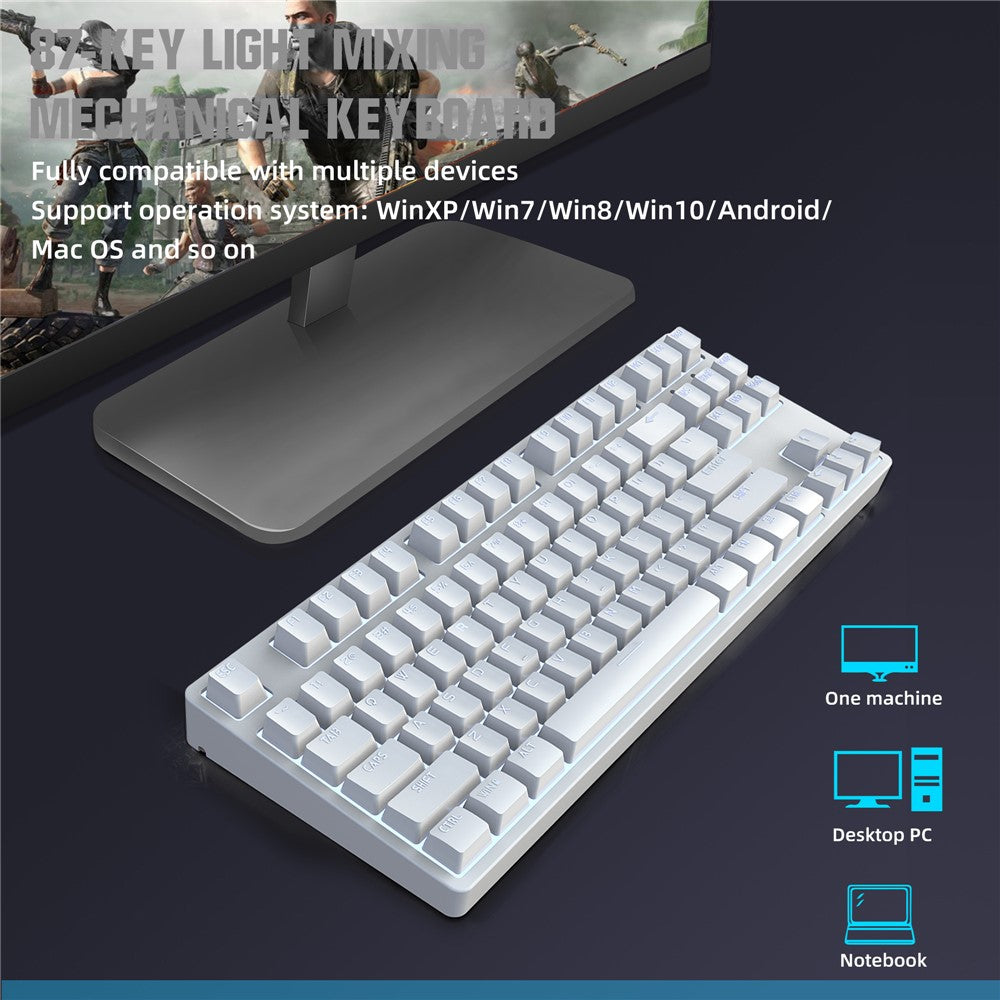 HXSJ L600 87-tasters røde kontakter Kablet bærbart tastatur Mekanisk gamingtastatur med baggrundsbelysning til hjemmekontoret