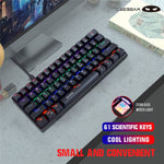 HXSJ V900 Wired 61 Keys Colorful Backlit Computer Laptop Home Office Gaming Blue Switch Mechanical Keyboard