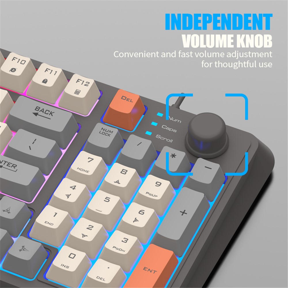 XUNFOX K82 94 Taster Gaming Kablet Tastatur Blandet Farve Baggrundsbelyst USB Tastatur med Støtteben
