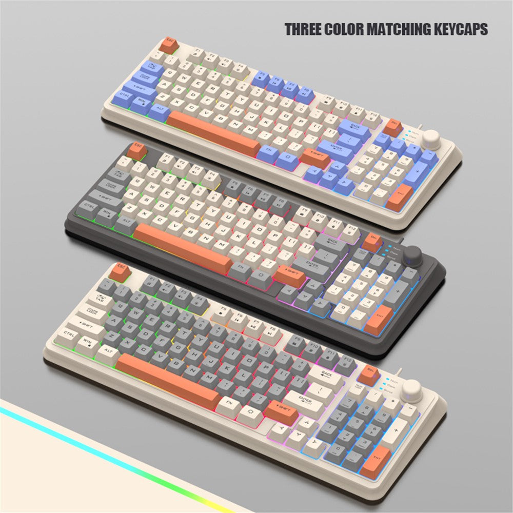 XUNFOX K82 94 Taster Gaming Kablet Tastatur Blandet Farve Baggrundsbelyst USB Tastatur med Støtteben