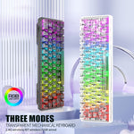 XUNFOX K30 Pro Tre tilstande Transparent Mekanisk Tastatur Hvid Akse 61 Taster Gaming Tastatur med RGB-Baggrundsbelysning