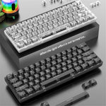 XUNFOX K30 Pro Tre tilstande Transparent Mekanisk Tastatur Hvid Akse 61 Taster Gaming Tastatur med RGB-Baggrundsbelysning