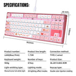 HXSJ L600 Tastatur med tegneseriemønster, 87 taster, mekanisk tastatur, ergonomisk kablet gamingtastatur
