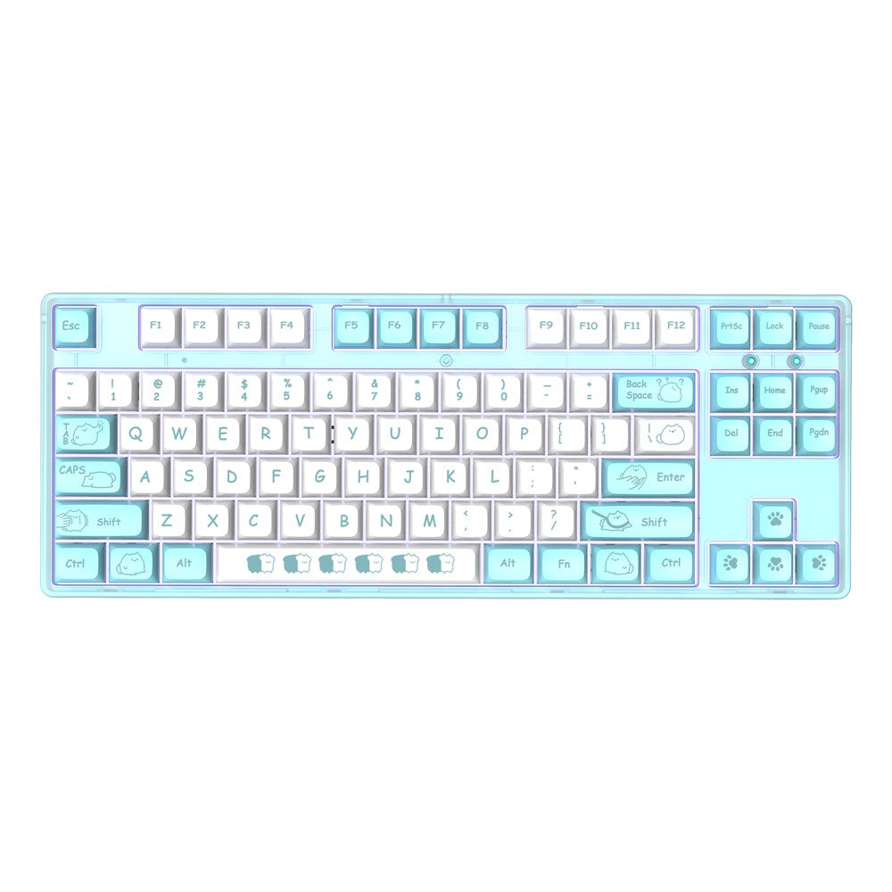 HXSJ L600 Tastatur med tegneseriemønster, 87 taster, mekanisk tastatur, ergonomisk kablet gamingtastatur