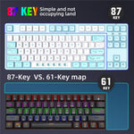 HXSJ L600 Tastatur med tegneseriemønster, 87 taster, mekanisk tastatur, ergonomisk kablet gamingtastatur