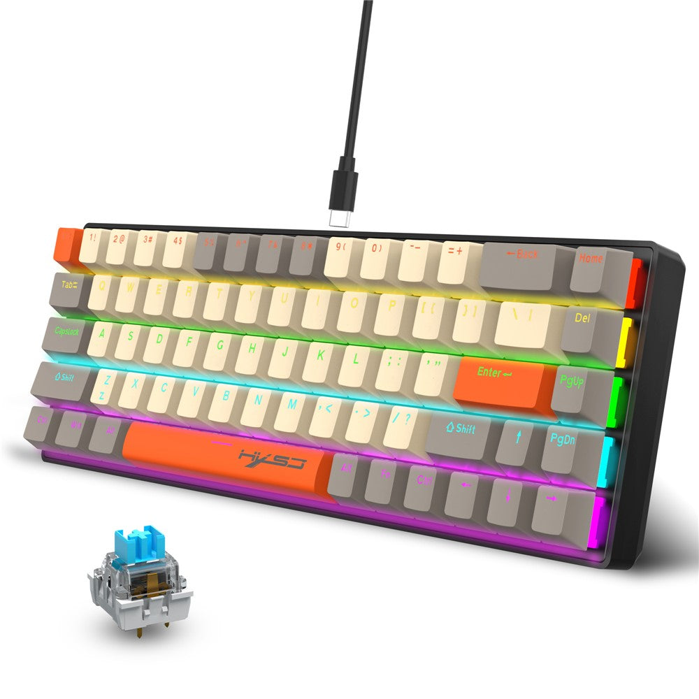HXSJ K88 Gaming Tastatur 68 Taster Mekanisk Kablet Tastatur med LED Baggrundsbelysning
