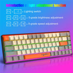 HXSJ K88 Gaming Tastatur 68 Taster Mekanisk Kablet Tastatur med LED Baggrundsbelysning