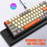 HXSJ K88 Gaming Tastatur 68 Taster Mekanisk Kablet Tastatur med LED Baggrundsbelysning