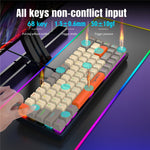 HXSJ K88 Gaming Tastatur 68 Taster Mekanisk Kablet Tastatur med LED Baggrundsbelysning