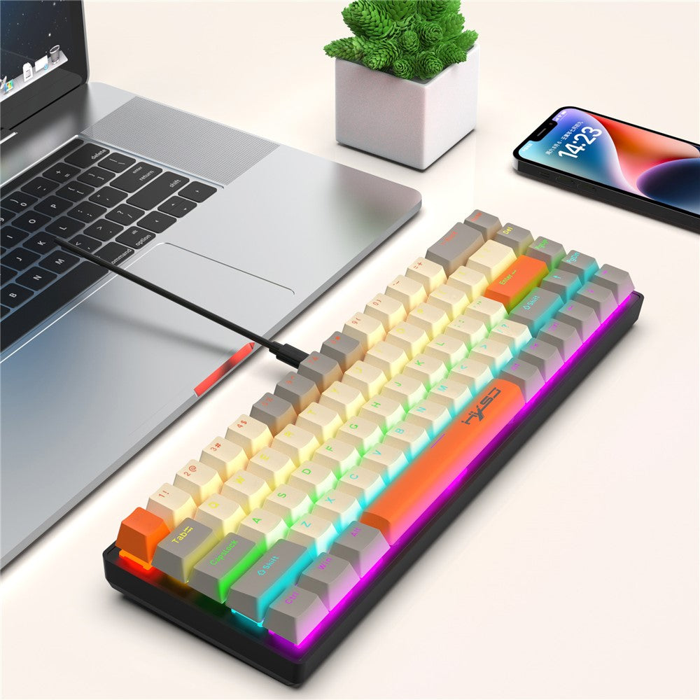 HXSJ K88 Gaming Tastatur 68 Taster Mekanisk Kablet Tastatur med LED Baggrundsbelysning