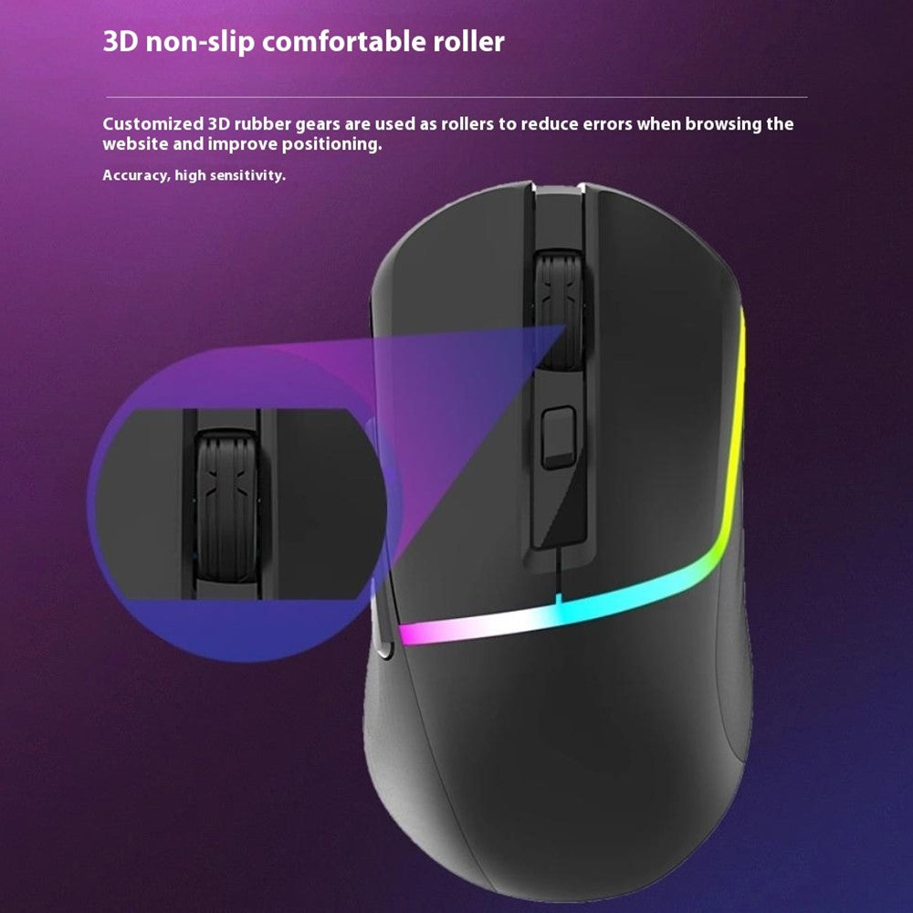 Y-FRUITFUL M96 2.4G+Bluetooth+Type-C Cable Tri-Mode Mouse 6 DPI RGB Gaming Mouse (PAW3212 Chip)