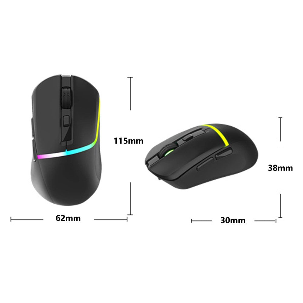 Y-FRUITFUL M96 2.4G+Bluetooth+Type-C Cable Tri-Mode Mouse 6 DPI RGB Gaming Mouse (PAW3212 Chip)