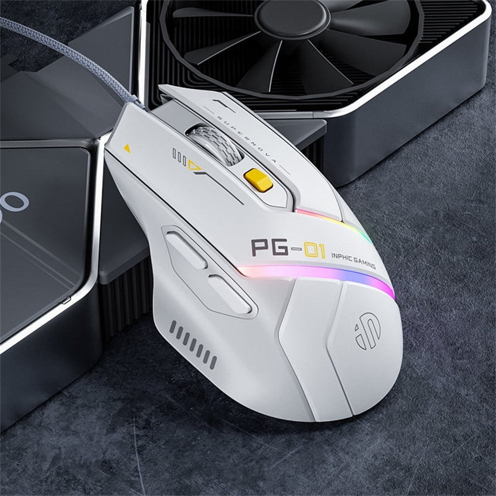 INPHIC PG1 USB Wired E-Sports Gaming Mouse RGB Light Computer Laptop Mice