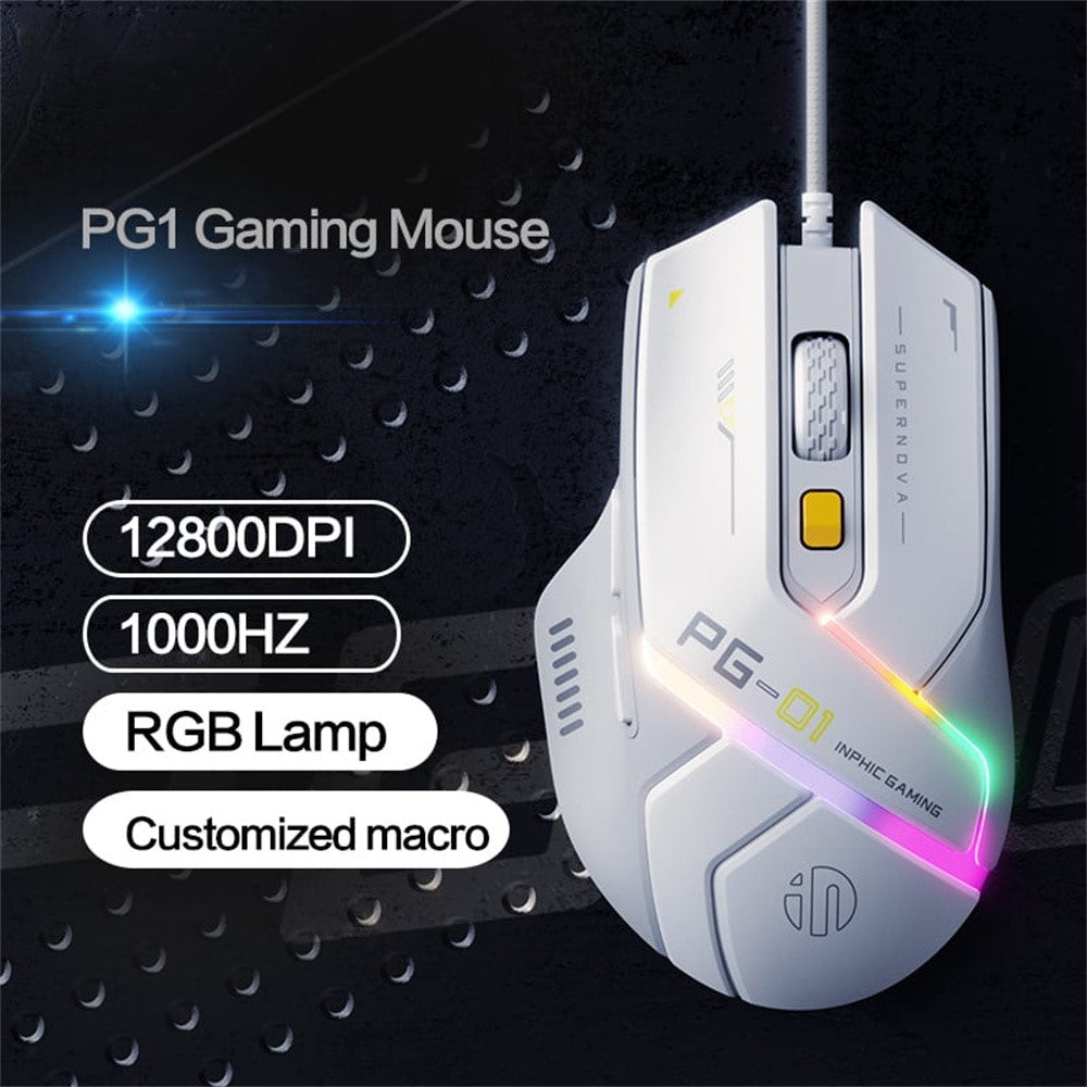 INPHIC PG1 USB Wired E-Sports Gaming Mouse RGB Light Computer Laptop Mice