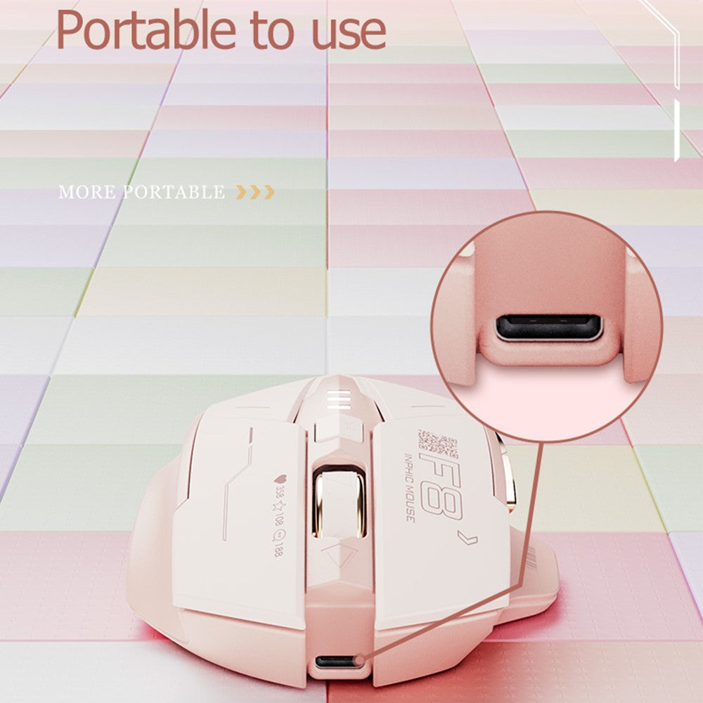 INPHIC F8 Rechargeable 2.4G Wireless Gaming Working Girls Mouse Computer Laptop Mute Mice