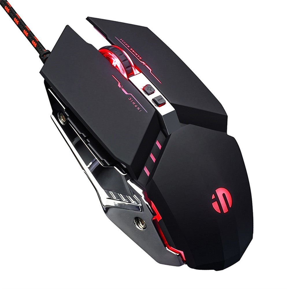 INPHIC PW2 USB Kablet Gaming Mus Farverigt Lys Makroprogrammering Computer Bærbar Mus