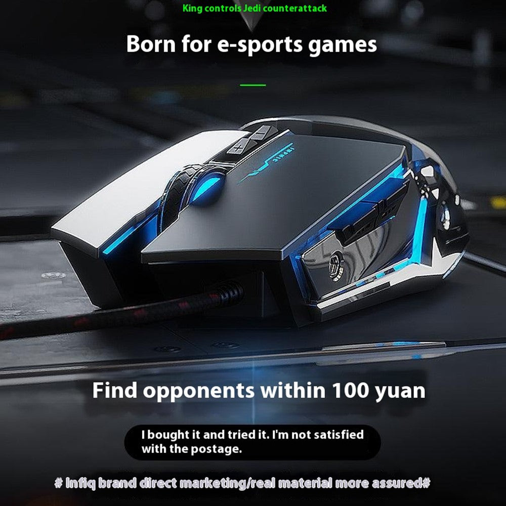INPHIC PW2 USB Kablet Gaming Mus Farverigt Lys Makroprogrammering Computer Bærbar Mus