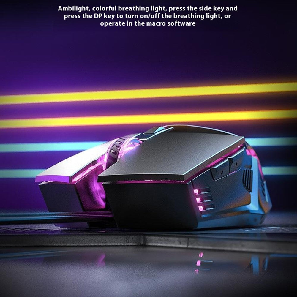 INPHIC PW2 USB Kablet Gaming Mus Farverigt Lys Makroprogrammering Computer Bærbar Mus