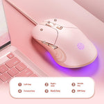 INPHIC B8 USB Wired Mouse for Girls Women 7200DPI 6 Key Mute Gaming Mouse for Laptop PC