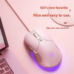 INPHIC B8 USB Wired Mouse for Girls Women 7200DPI 6 Key Mute Gaming Mouse for Laptop PC