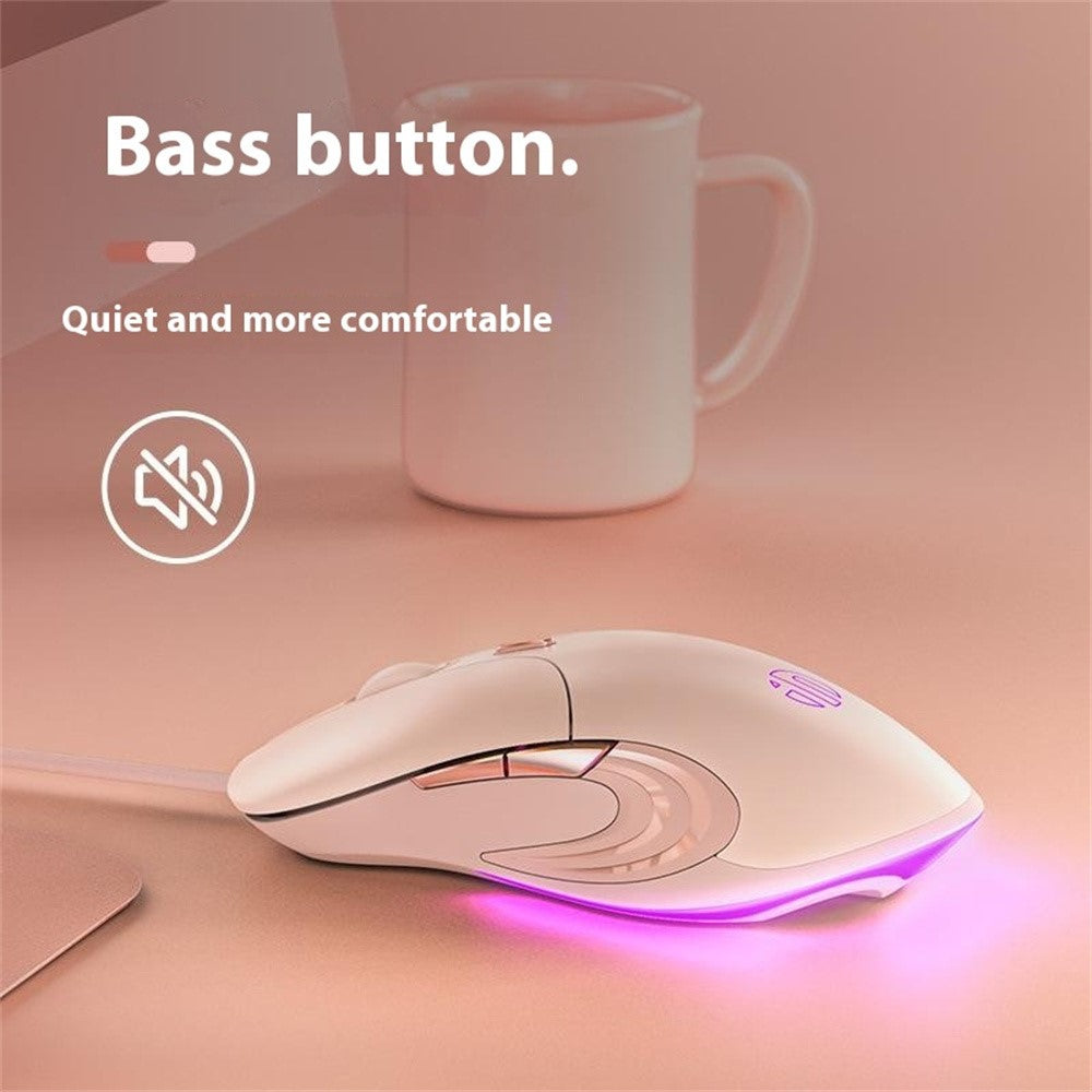 INPHIC B8 USB Wired Mouse for Girls Women 7200DPI 6 Key Mute Gaming Mouse for Laptop PC